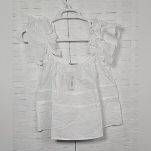 Harshman Los Angeles Alize Blouse White Seersucker NWT